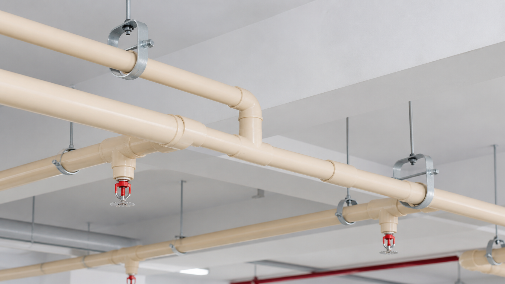 Finished CPVC fire sprinkler pipe installation